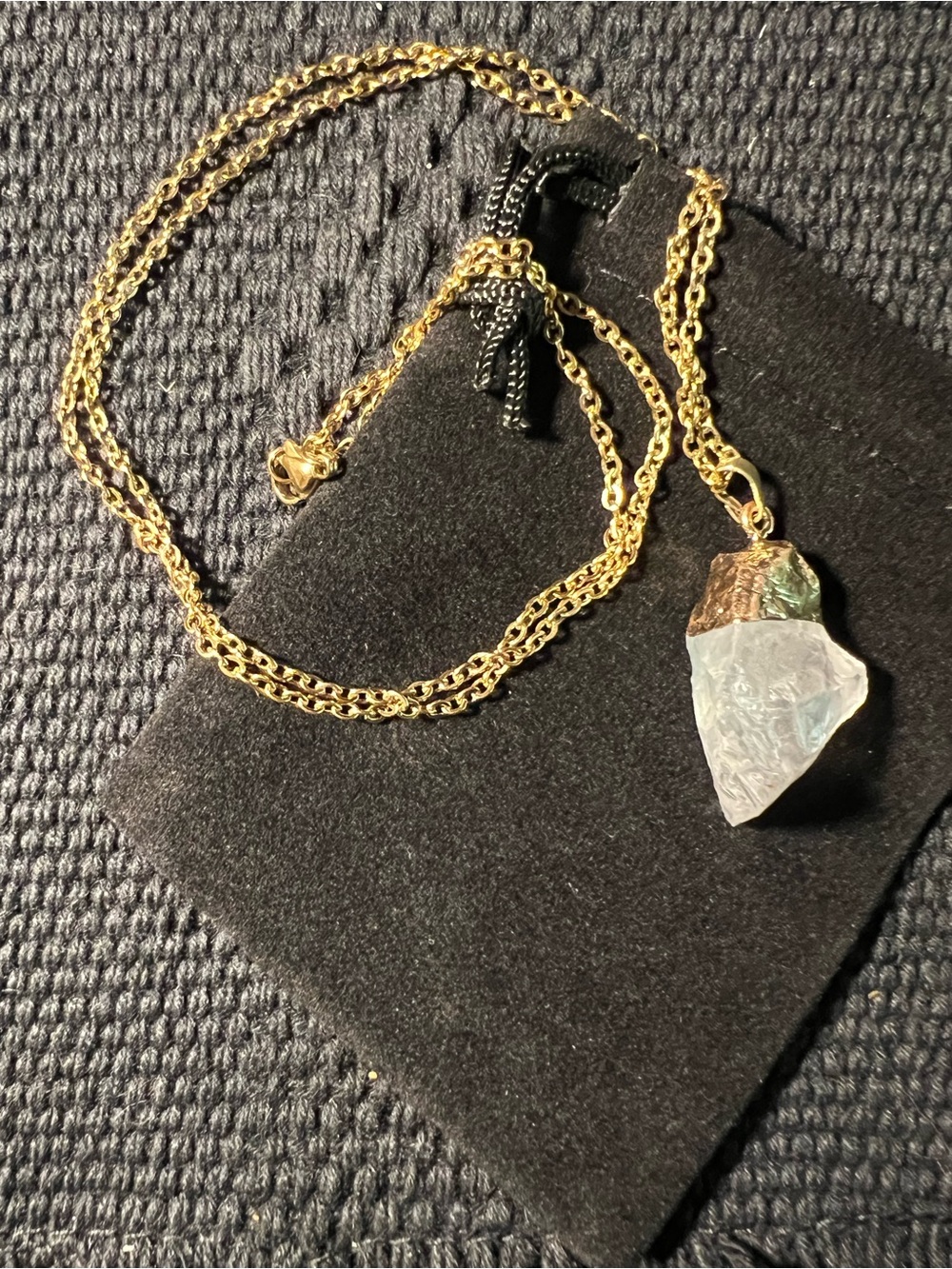 Clear Quartz Gold-Dipped Crystal Pendant Necklace